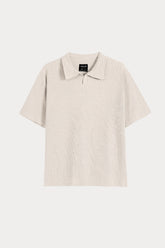 Waffle Knit Oversized Polo - Ivory